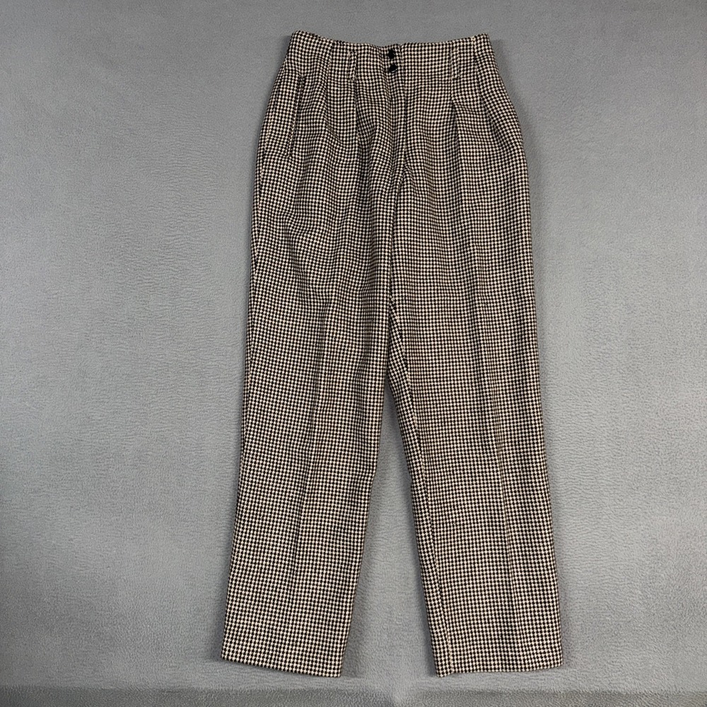 Courtenay Pants Womens 10 Multicolor Houndstooth Straight Rayon Wool USA Vintage